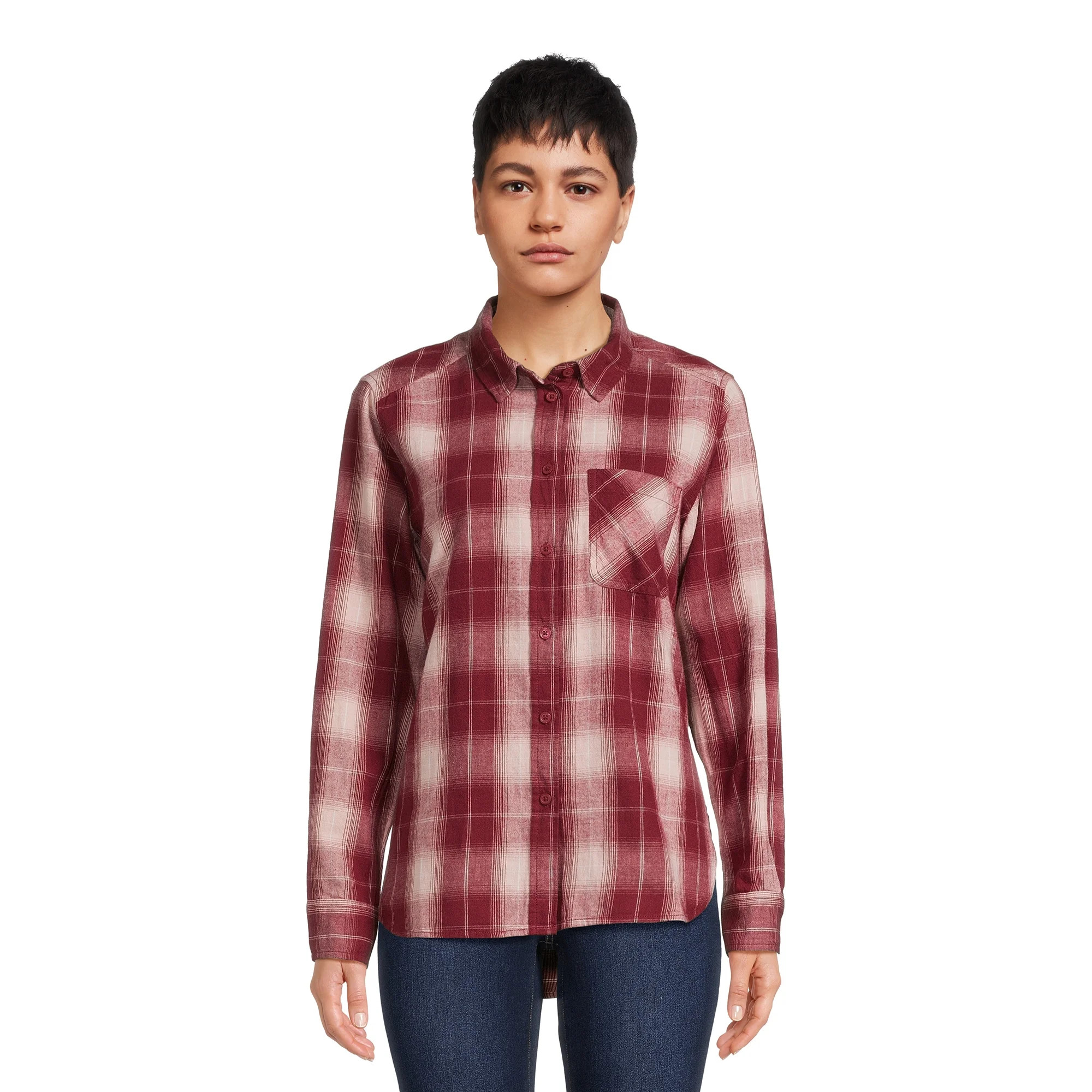 Time and Tru Women's Button Down Flannel Shirt, Sizes XS-3XL | Walmart (US)