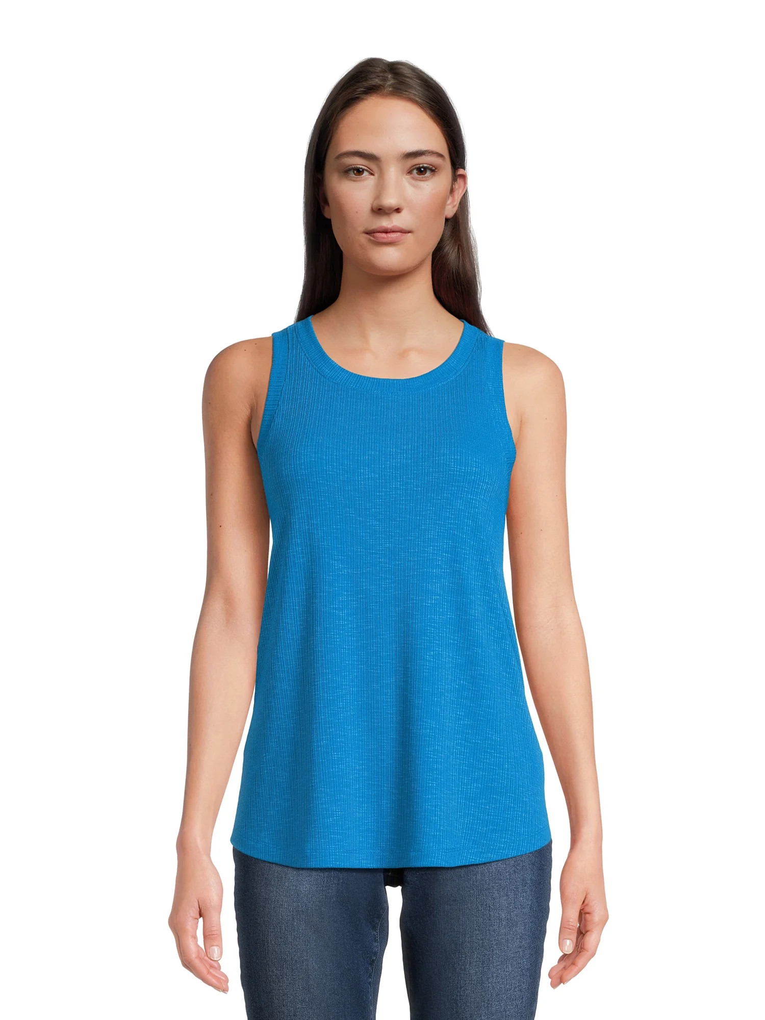 Time and Tru Women's Ribbed Swing Tank Top, Sizes S-XXXL | Walmart (US)