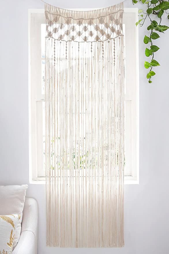 Mkono Macrame Curtain Wall Hanging, Doorway Window Curtains Handwoven Wedding Backdrop Arch, Clos... | Amazon (US)