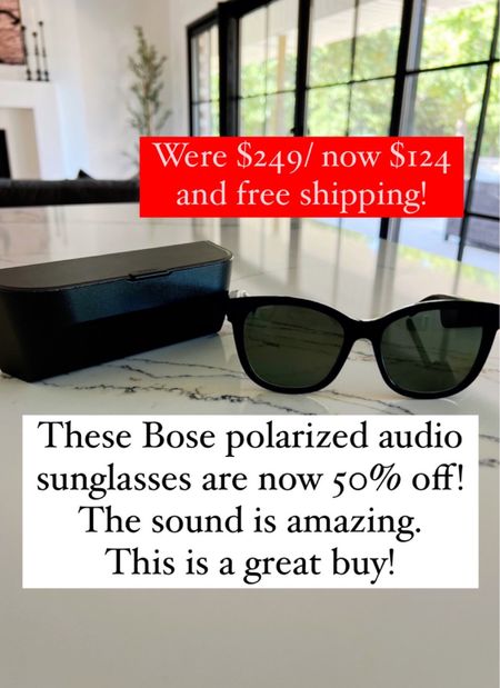 Give yourself a brand-new audio experience--with your sunglasses--with the Bose Frames Soprano sunglasses. Built discretely inside the frame's temples are miniature Bose electronics, which provide you an open-ear audio experience--while those around you barely hear a peep. These slick UV-protecting frames are equipped with Bluetooth wireless technology, so you can listen to music, take and make calls, and even access Siri or Google Assistant. Your audio has never looked so good. From Bose.
Includes Bose Frames Soprano sunglasses, protective case, charging cable, and cleaning cloth
Bluetooth wireless technology
Bose Open Ear Audio
Polarized lenses
Block up to 99% of UVA/UVB rays
Shatter- and scratch-resistant frames
Lenses can be swapped out

#LTKsalealert #LTKmens #LTKtravel