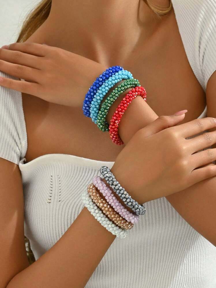 1pc modieuze dopamine-kristal elastische armband | SHEIN