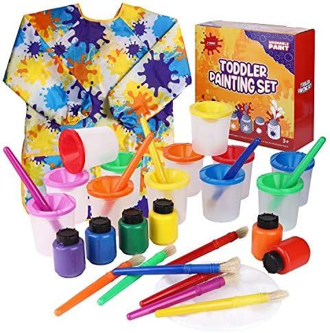 Kids and Toddlers Painting Set – 32 Piece Paint Set with Washable Water Based Tempera Paint, Sp... | Amazon (US)