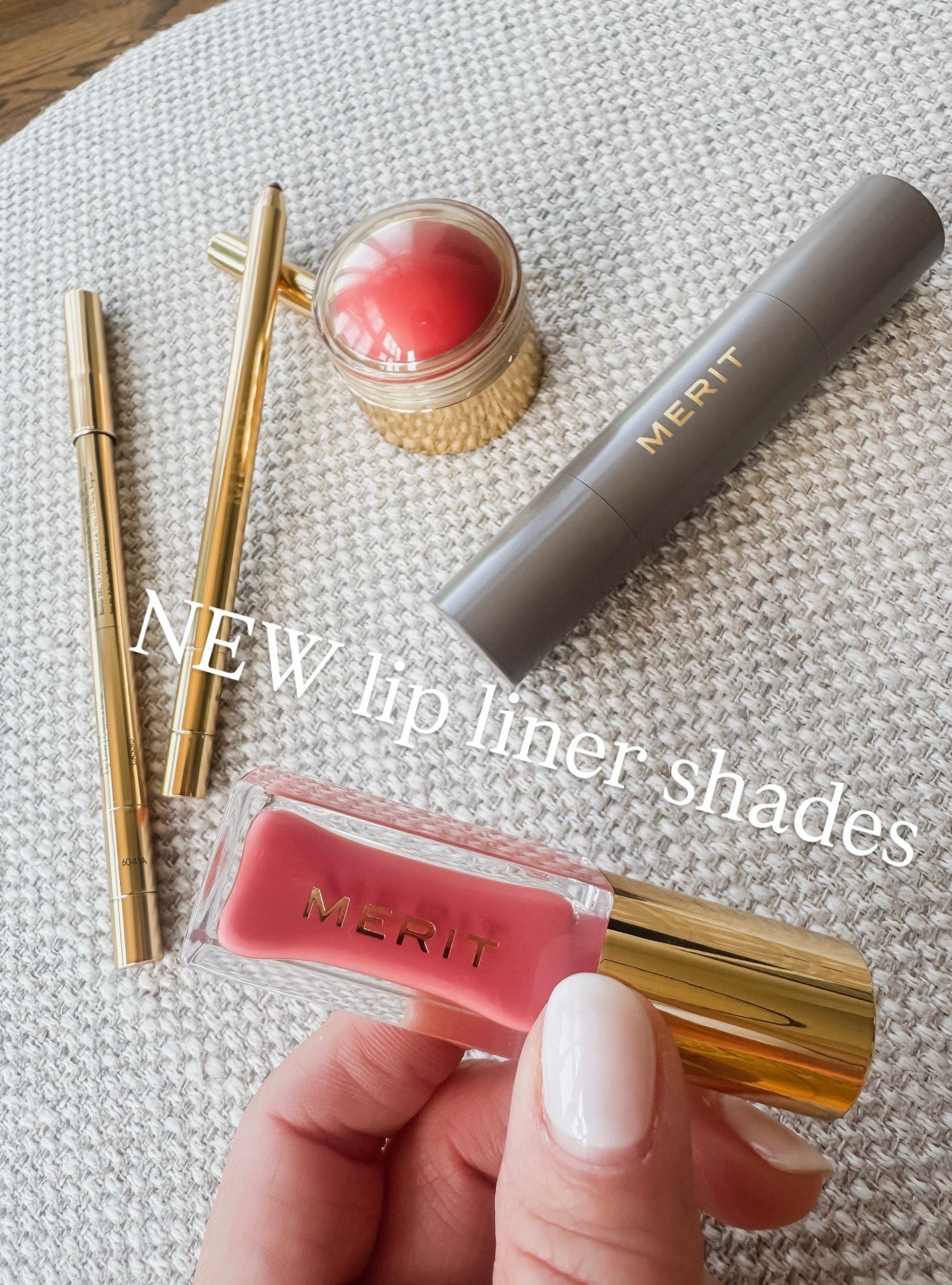 New in from Merit beauty. 
I love their concealer stick!! My color: bisque
New lip liners- color today: rose
Lip gloss - Pointelle
Cheek flush - le bonbon

#LTKgrwm #LTKmomlife