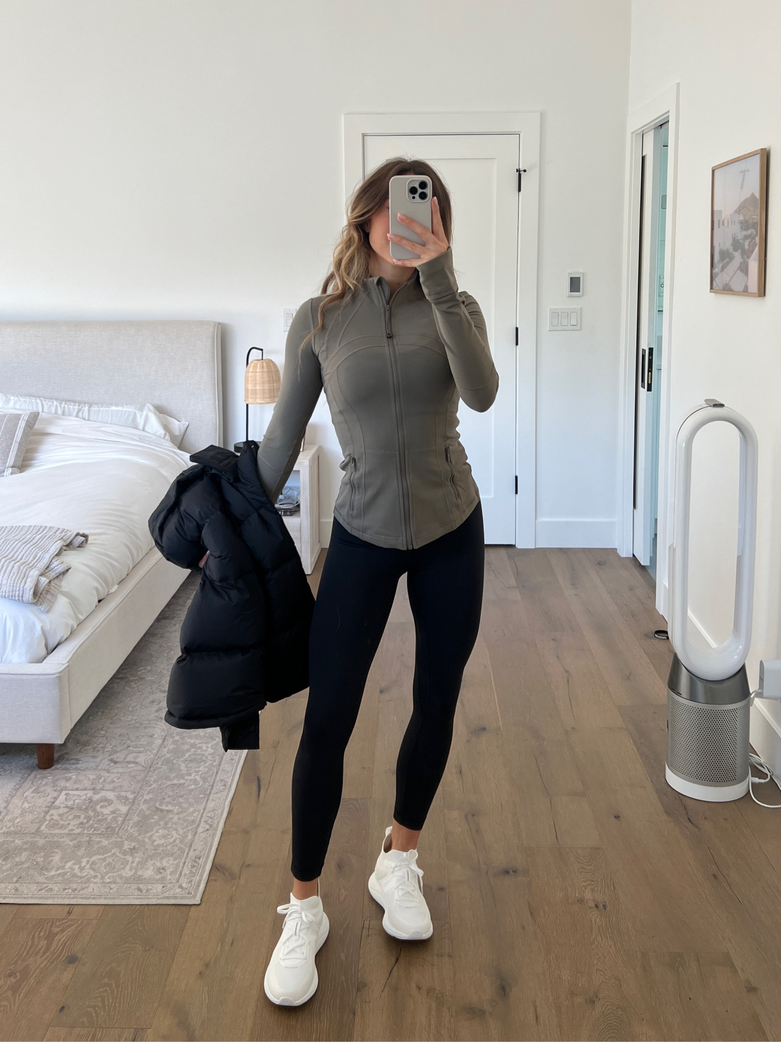 Latest Lululemon finds for Fall. Staple leggings, zip up and vest 🙌   Wearing size 4 in leggings, size 4 in zip up (color is Nomad) and size 6 in vest to be oversized / fit sweatshirts underneath. Shoes are true to size and honestly very comfy for training 