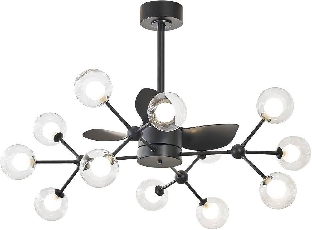 Ceiling Fan,52" Modern Ceiling Fan with Lights, 3 Blades Reversible,3 Glass Shades Included, Remo... | Amazon (US)