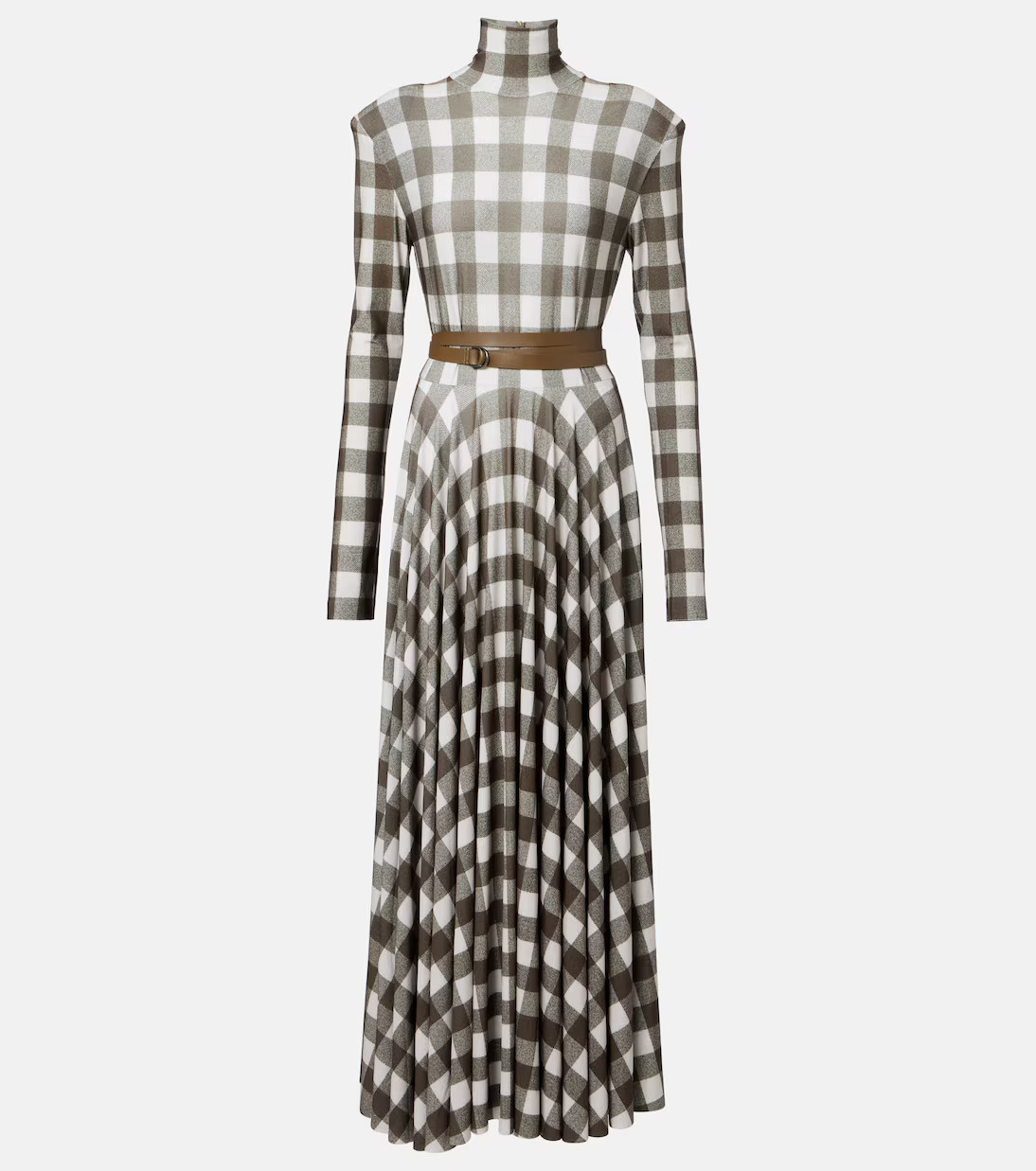 Checked turtleneck jersey midi dress | Mytheresa (US/CA)