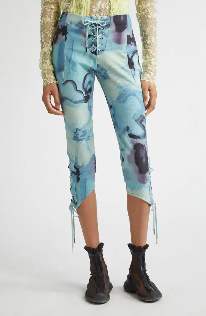 Baneberry Lace-Up Organic Cotton Capri Pants | Nordstrom