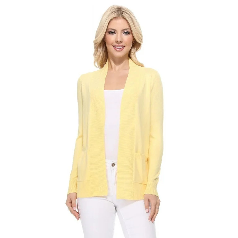YEMAK Women's Knit Cardigan Sweater – Long Sleeve Open Front Basic Classic Casual Soft Lightwei... | Walmart (US)