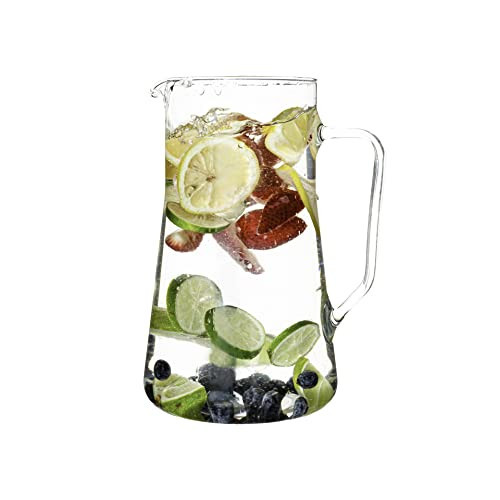 Simax Large Glass Pitcher With Spout, 2.5 Quart (80 Ounce) Borosilicate Glass Iced Tea Pitchers with Handle, Angled Cylinder Design, Glass Water Pitcher | Amazon (US)
