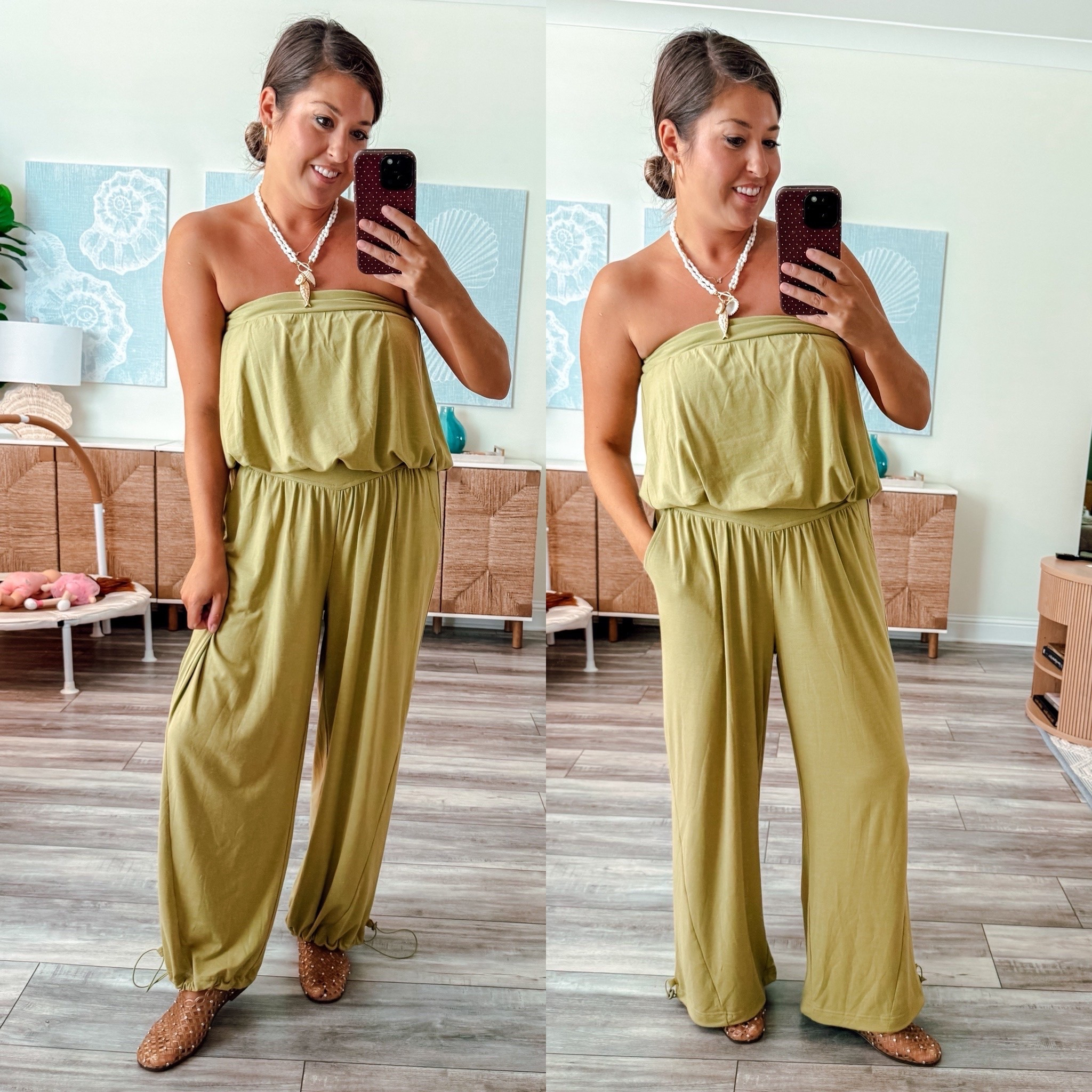 Matching set, look for less, transitional outfit 

Wearing medium