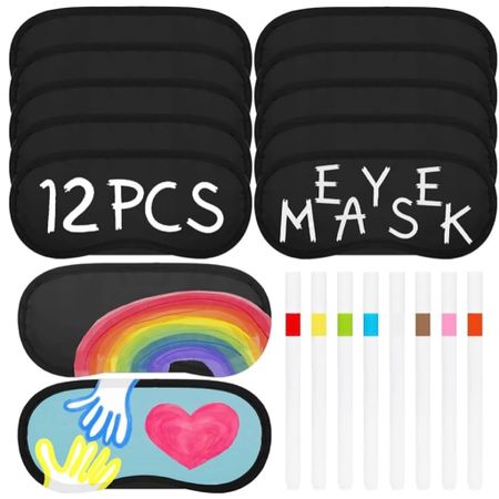 12 PCS Black Mask Sleepover Party Supplies, Slumber Party Favors for Girls Pajama Party Decorations Sleep Soft Shade Blindfold Eye Covering, Color The Bulk Game Stuff with 8 PCS Marker Pens

#LTKkids #LTKbeauty #LTKparties