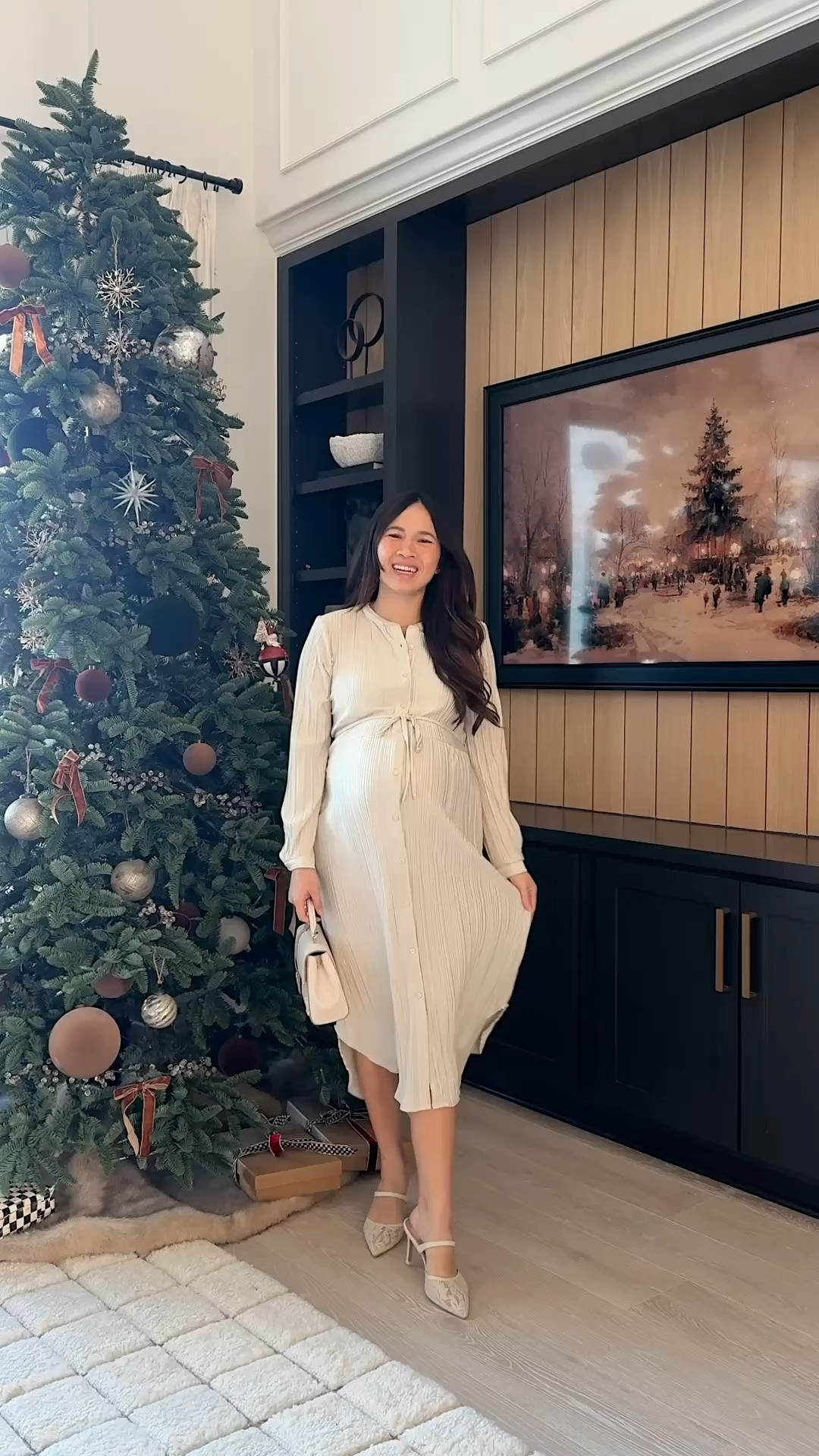 Outfits I'll be wearing this season all under $35! ❄️ Comment "OUTFIT" for a direct link to all of these beautiful looks from @walmart that are also bump friendly. This midi dress is a dream and what I'll be wearing during thanksgiving! It also comes in navy and under $20. @walmartfashion #walmartpartner #ltkbump #ltkfashion #walmart #walmartfashion @shop.ltk #liketkit 

#LTKBump #LTKHoliday