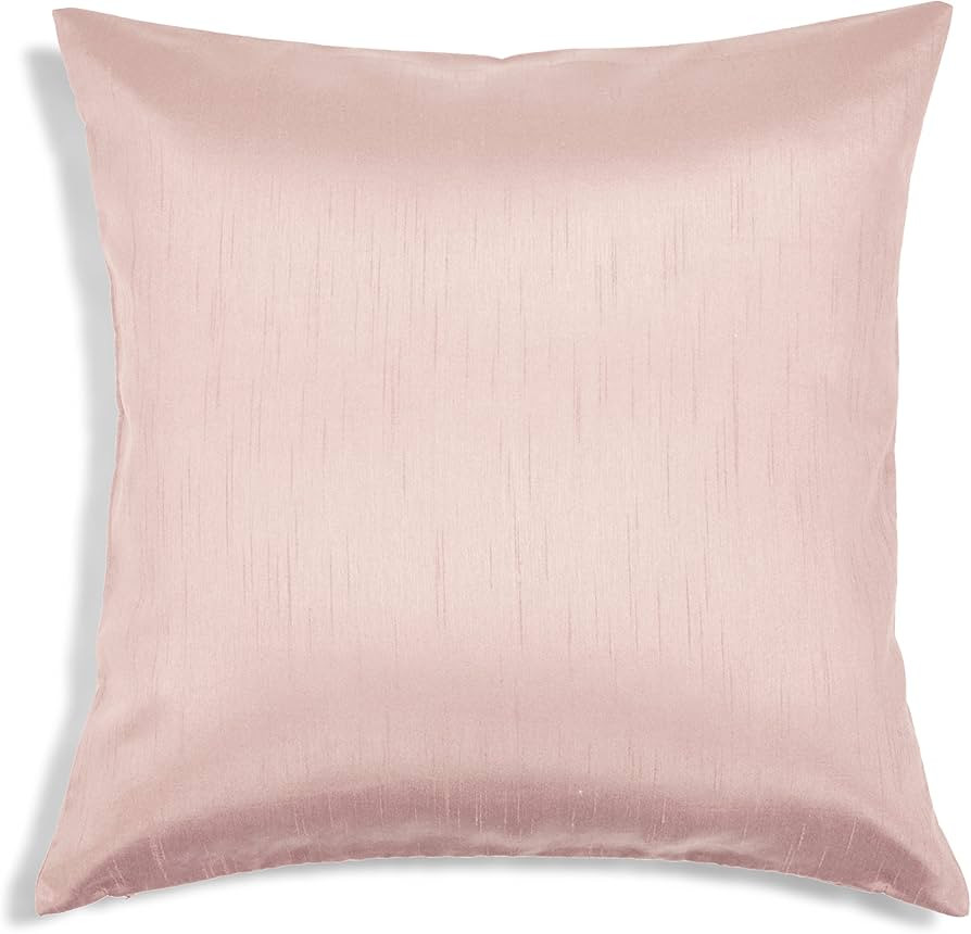 Aiking Home Solid Faux Silk Euro Sham/Pillow Cover, Zipper Closure, 26 by 26 Inches, Rose Pink | Amazon (US)