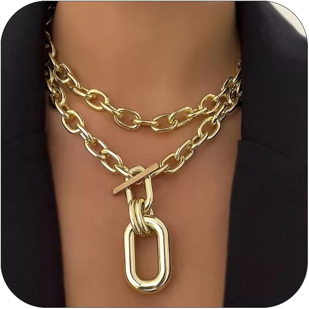ZMANYIJEW Boho Chunky Choker Necklace Gold Chunky Statement Necklace Gold Cuban Link Chain Chunky... | Amazon (US)