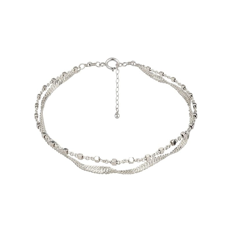 Annika Bella Double-Layered Sterling Silver Bracelet, Length 6.5-7.5 Inches, Stranded Satellite C... | Amazon (US)