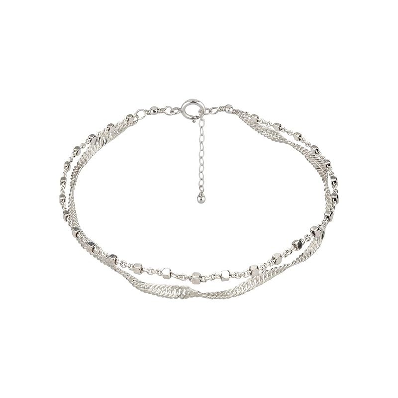 Annika Bella Double-Layered Sterling Silver Bracelet, Length 6.5-7.5 Inches, Stranded Satellite C... | Amazon (US)