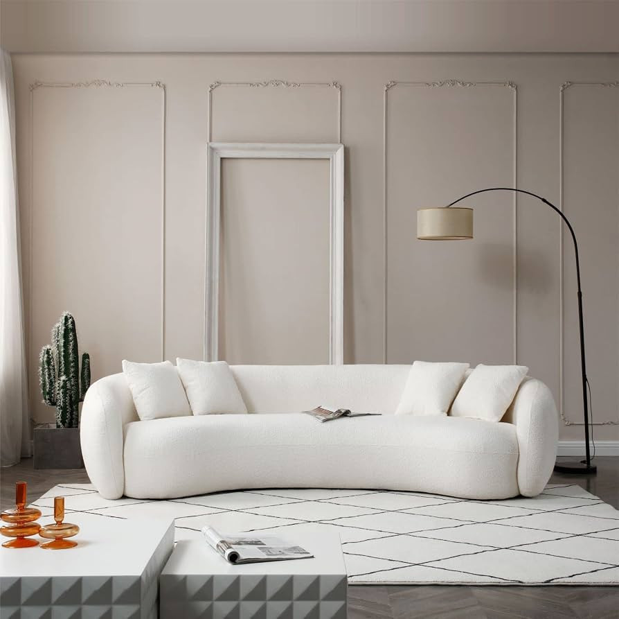 101" Curved Sofa, 4 Seat Modern Boucle Fabric Couch Luxury Curved Back Cream Sofas for Living Roo... | Amazon (US)