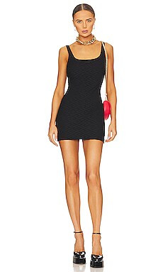 VERSACE Spugna Monogram Mini Dress in Black from Revolve.com | Revolve Clothing (Global)