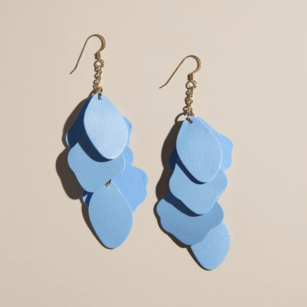 Blue Frost Florence Leather Dangle Earrings | Nickel and Suede