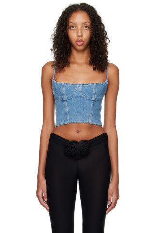 Blue Bustier Denim Tank Top | SSENSE