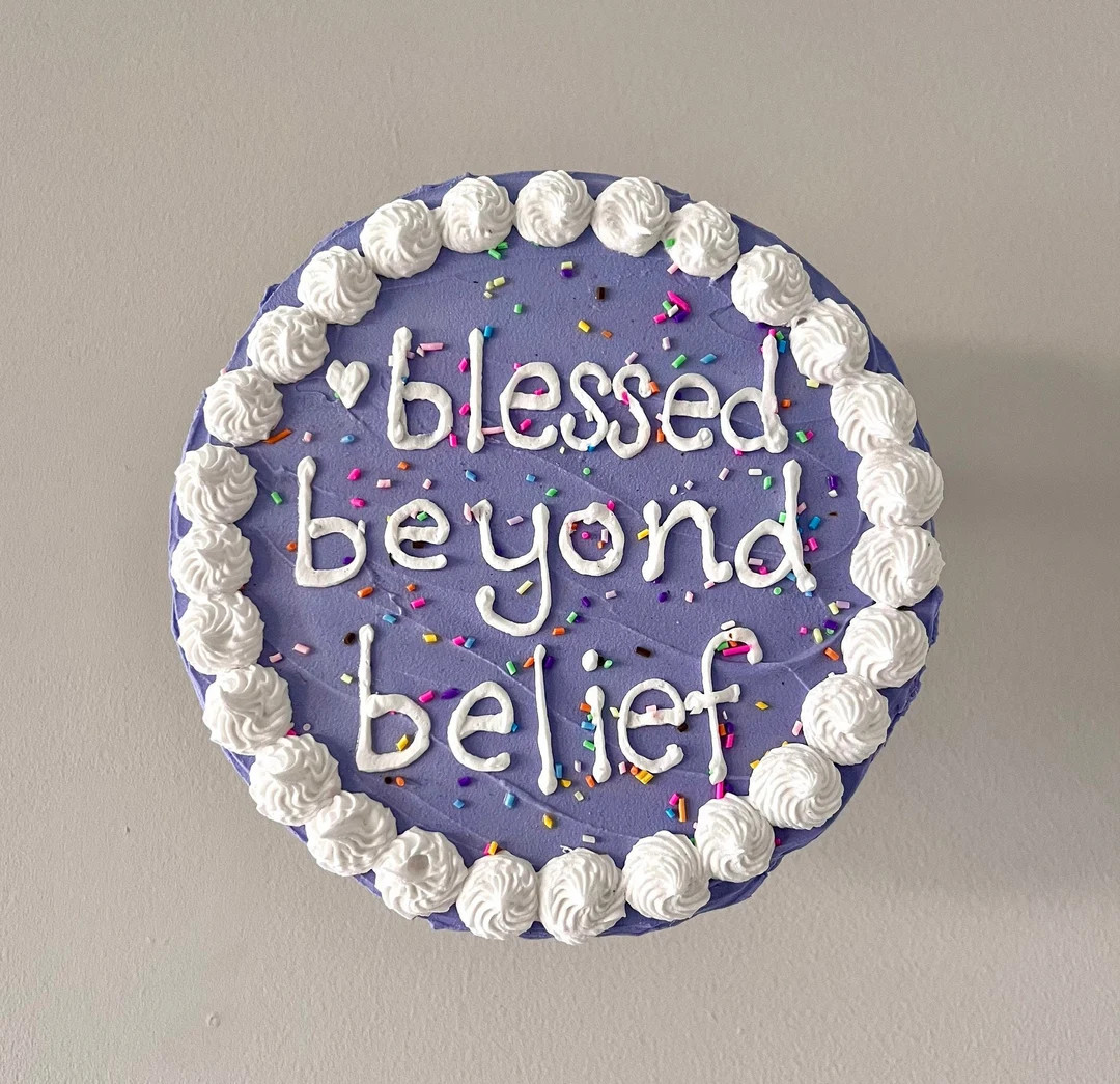 8” Fake Cake Art, Blessed Beyond Belief, Purple Icing 8 Inch Wall Decor, Dopamine Decor, Cake W... | Etsy (US)