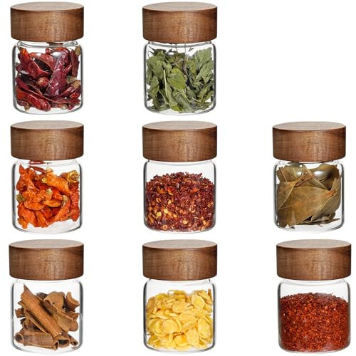 Foyofly Glass Spice Jars Seasoning Containers Small Glass Jars with Lids Airtight Food Storage Canister for Kitchen Pantry Sugar Tea Coffee Bean Nuts Cookies Herbs Salt (4oz(118ml)*8 pack) | Amazon (US)