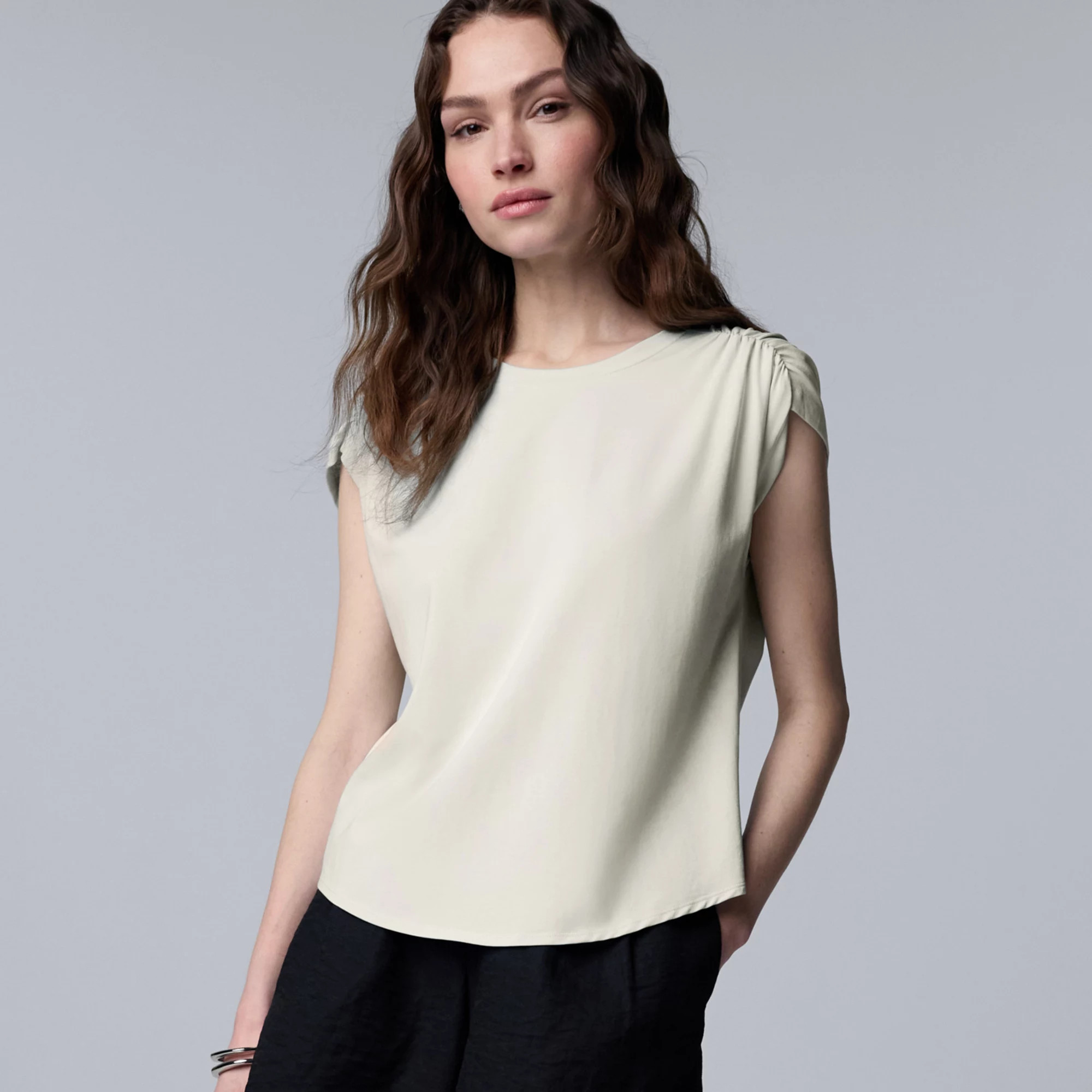 Women's Simply Vera Vera Wang Ruched Shoulder T-Shirt | Kohl's
