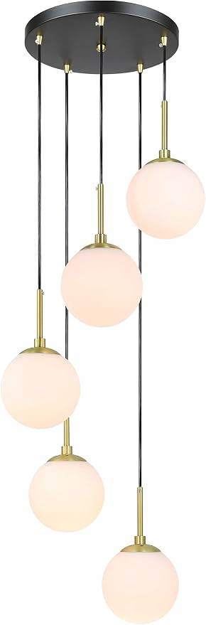 XiNBEi Lighting 5 Light Globe Cluster Pendant Light Modern Stairwell Lighting Kitchen Island Pend... | Amazon (US)