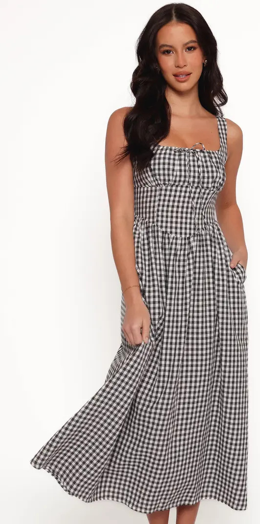 Kinslee Corset Cotton Blend Midi Dress | Nordstrom