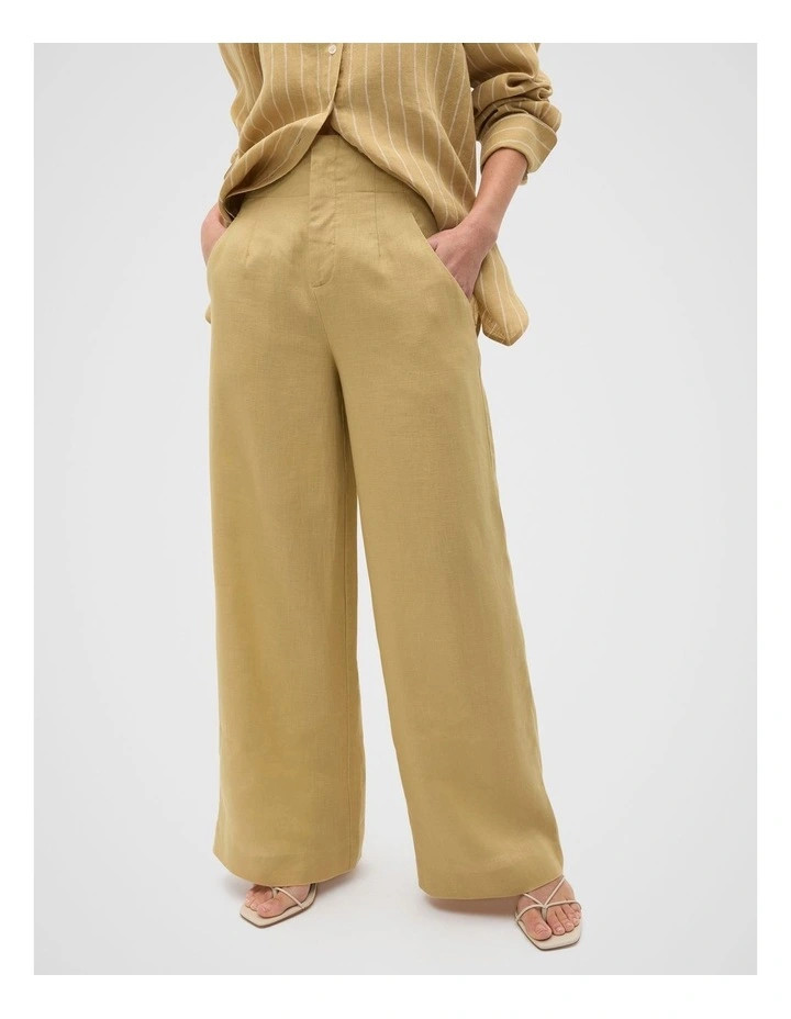 Core Linen Waisted Pant in Honey | Myer