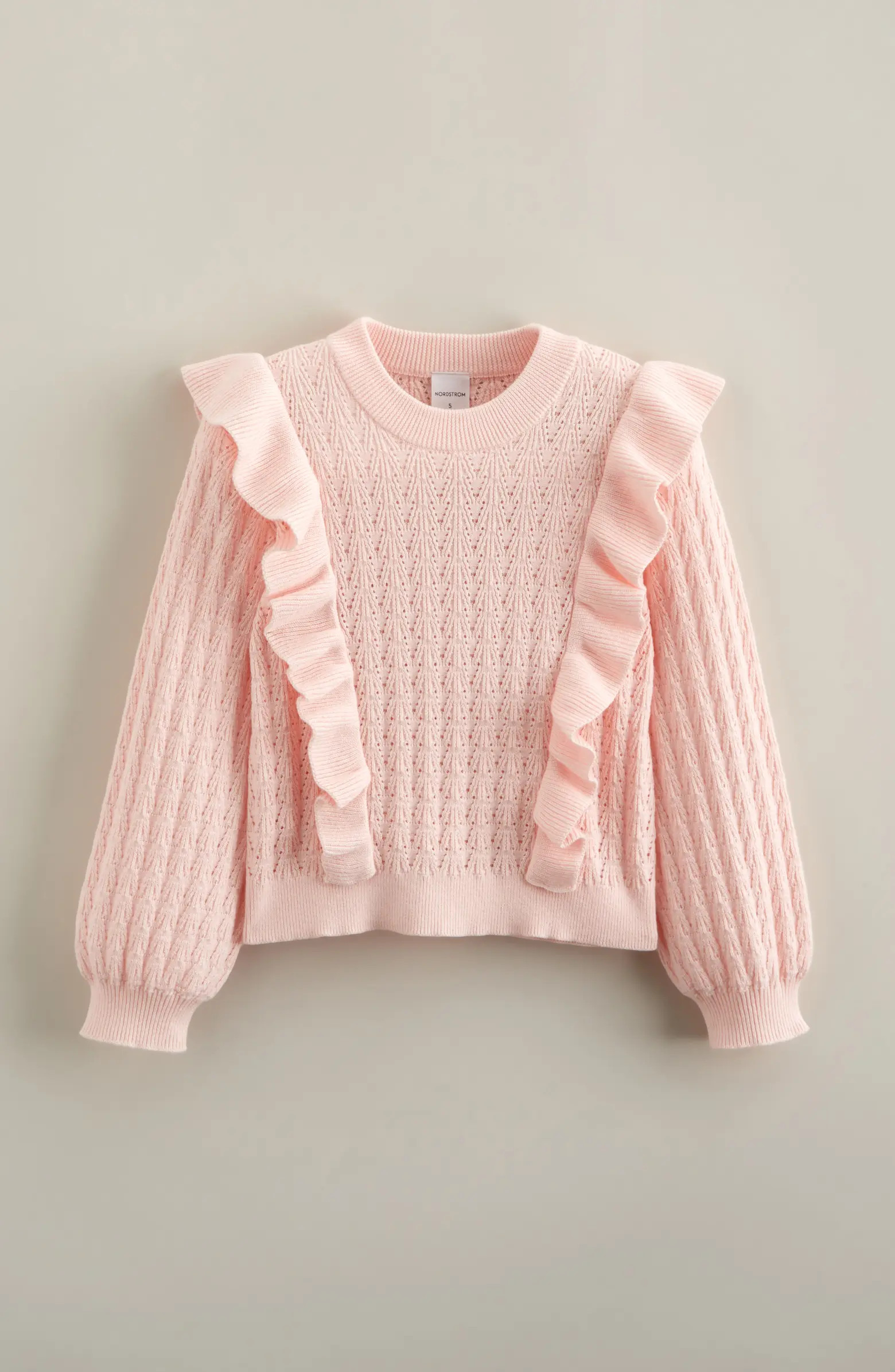 Kids' Ruffle Cotton Pointelle Sweater | Nordstrom