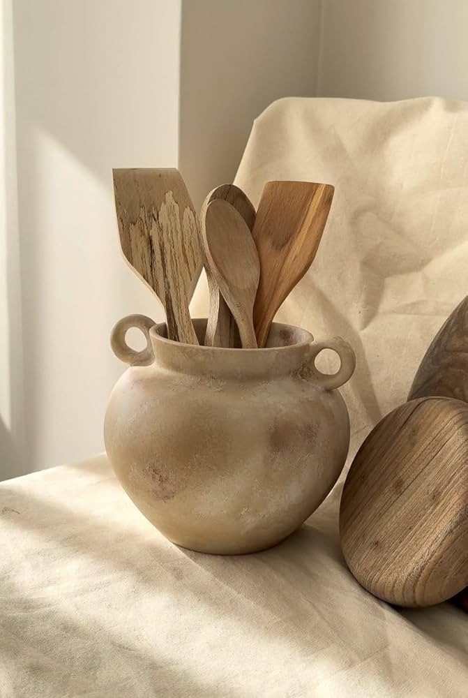 Antique Ceramic Kitchen Organizer - Rustic Vase & Utensil Crock, Vintage Nordic Countertop Storag... | Amazon (US)