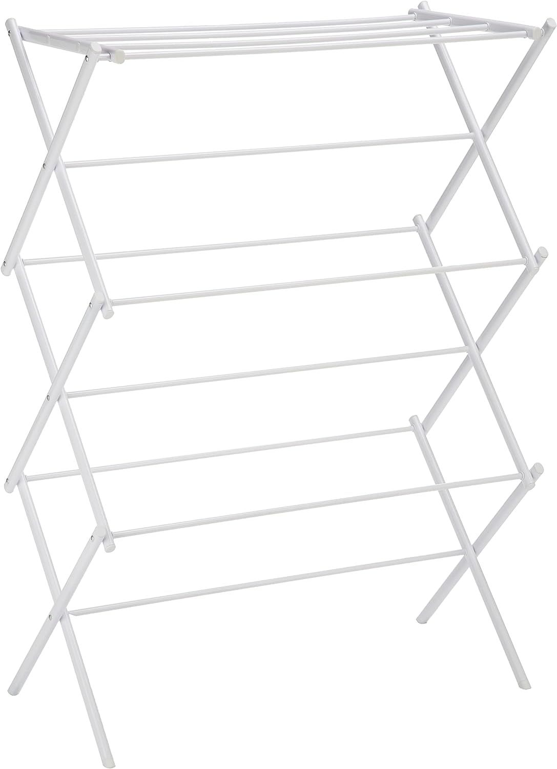 Amazon Basics Foldable Laundry Rack for Air Drying Clothing - 41.8" x 29.5" x 14.5", White | Amazon (US)