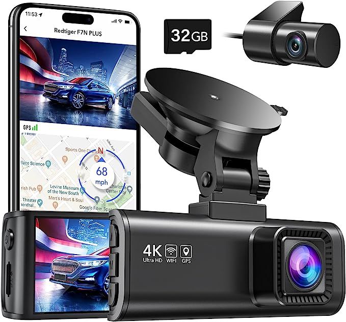 REDTIGER Dash Cam Front Rear, 4K/2.5K Full HD Dash Camera for Cars, Free 32GB SD Card, Built-in W... | Amazon (US)