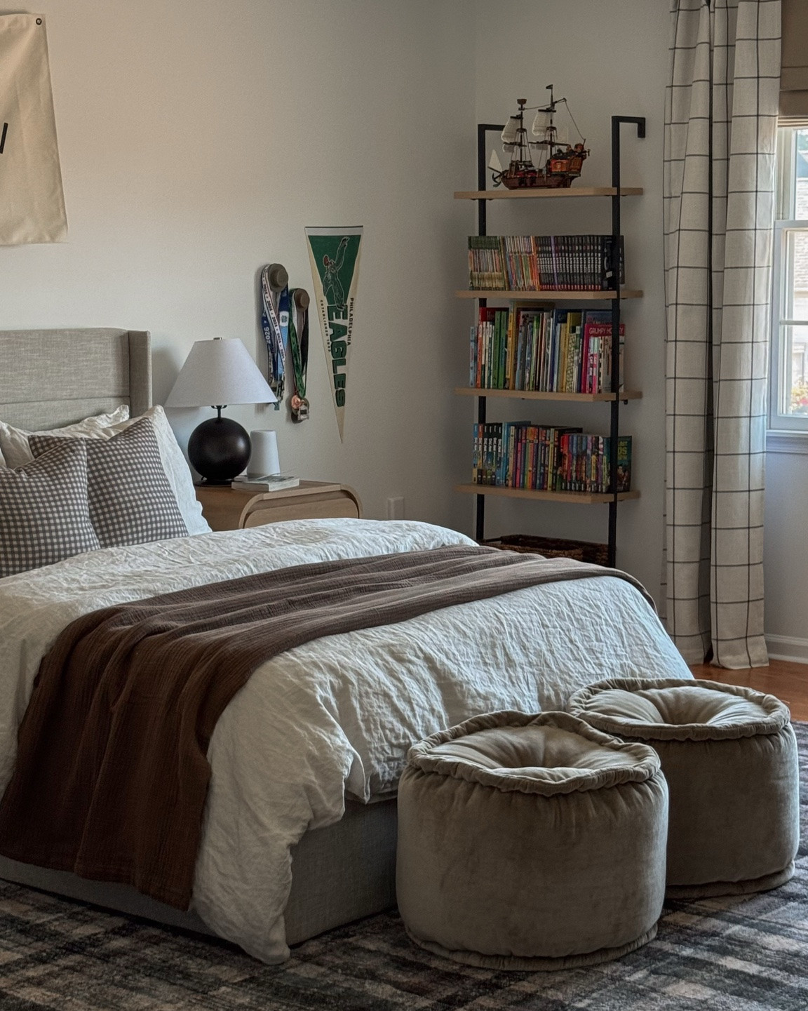 Bedding details: 
Sheets: European linen sheet set in Pencil Stripe
Duvet: European linen duvet set in Sand
Bed blanket: Organic cotton gauze blanket in Chocolate 

Bedroom decor, bed throw pillows, amazon curtains, bedding, bedroom rug, nightstand decor, nightstand lamp, neutral bedroom, kids bedroom, boy room, Minecraft bedroom, boys bedding, quince bedding

#LTKHome #LTKHome