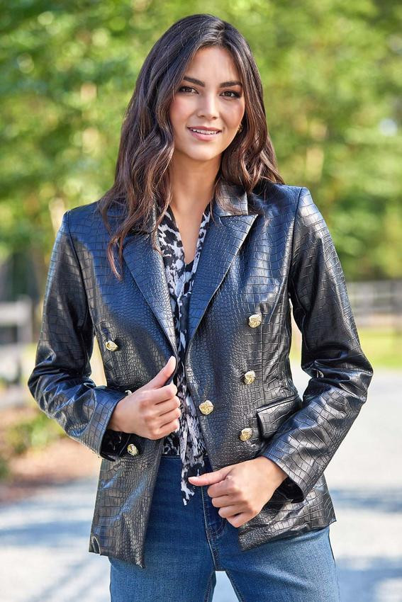 Croco Textured Blazer | Cato Fashions