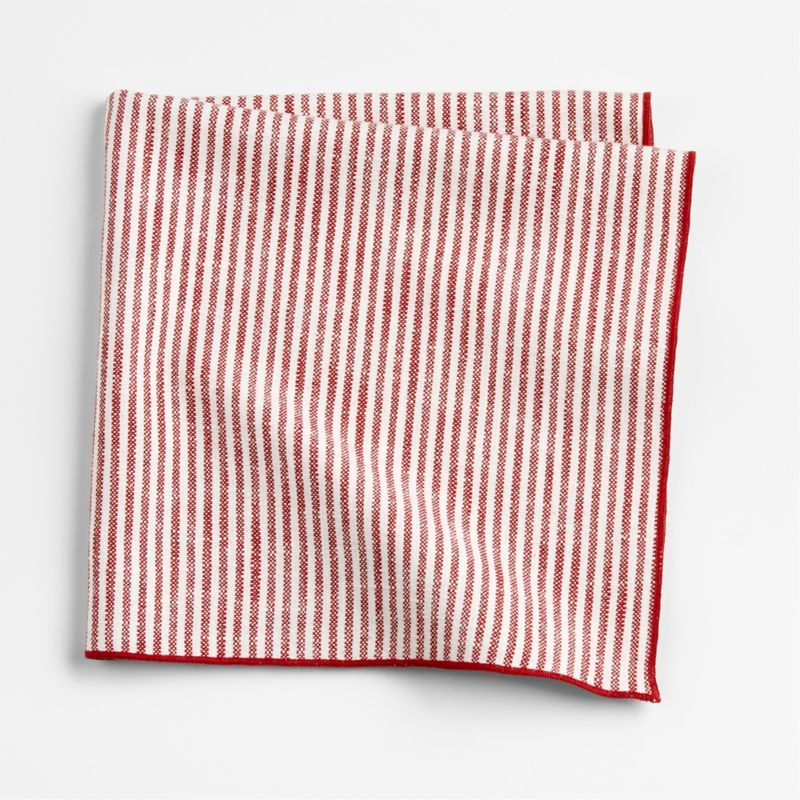 Mercer Merrow-Stitch Red Stripe Napkin + Reviews | Crate & Barrel | Crate & Barrel