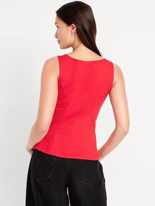 Ponte-Knit Sleeveless Peplum Top | Old Navy (US)
