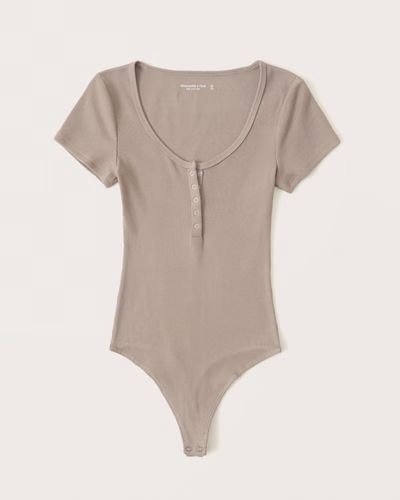 Women's Short-Sleeve Ribbed Henley Bodysuit | Women's Tops | Abercrombie.com | Abercrombie & Fitch (US)