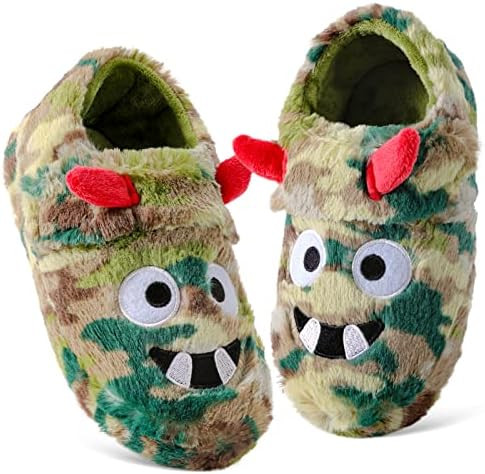Little Kids Big Boys House Slippers, Kids Warm Slip On Home Slippers with Soft Memory Foam Cute W... | Amazon (US)