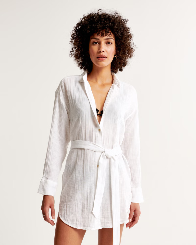 Gauzy Beach Mini Dress Coverup | Abercrombie & Fitch (US)