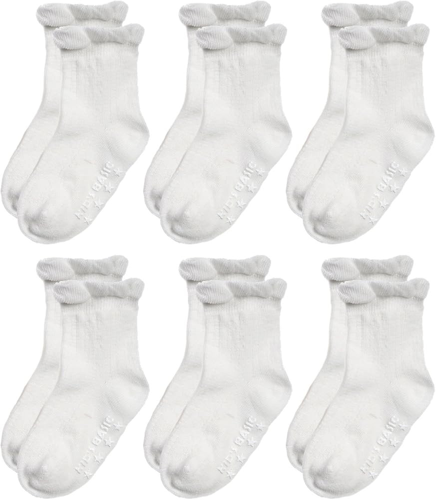 EPEIUS Baby-Girls Non Slip Ruffle Frilly Ankle Socks Pointelle (Pack of 3/6) | Amazon (US)