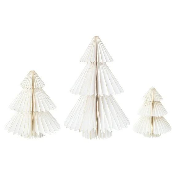 Paper Christmas Tree Tabletop Decorations, White, 3 Count, by Holiday Time | Walmart (US)