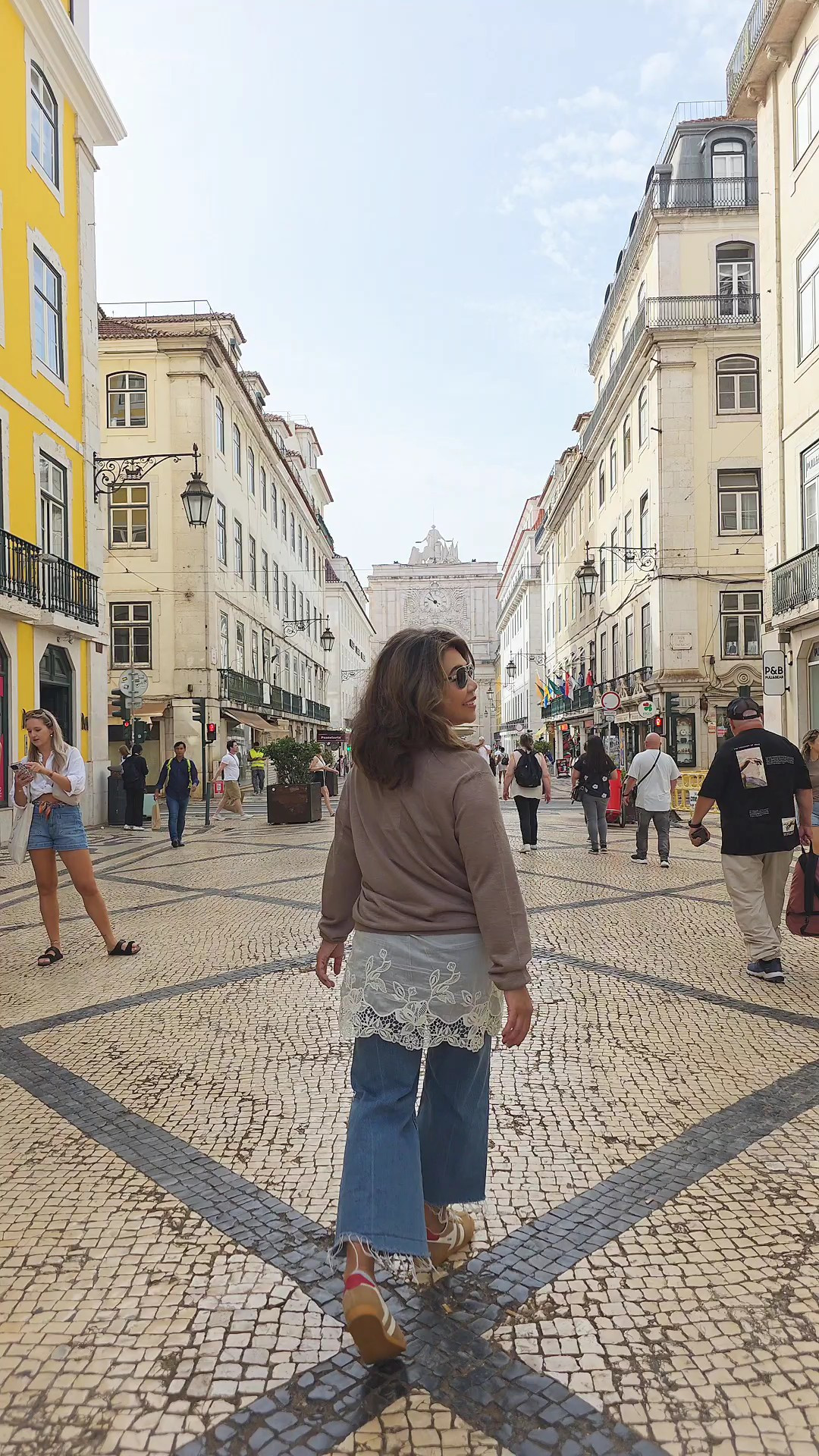 ✨ Strolling through history in style ✨There’s something unforgettable about walking Lisbon’s patterned cobblestone streets and arriving at the Rua Augusta Arch — a grand 19th-century monument that once welcomed travelers into the heart of the city. Today it’s a must-see spot with sweeping views from the top and the perfect backdrop for photos. 🏛️🇵🇹I kept my look easy but polished: this Zara lightweight sweater with lace hem + wide-leg crop jeans made exploring comfortable yet chic. And yes… I’m still living in these sneakers — the best decision for Portugal’s hills and stone streets. 👟✨#falloutfit ##fallwardrobe #fallootd #fallsweater #womenssweater #zaranewin

#LTKShoeCrush #LTKTravel #LTKFindsUnder100