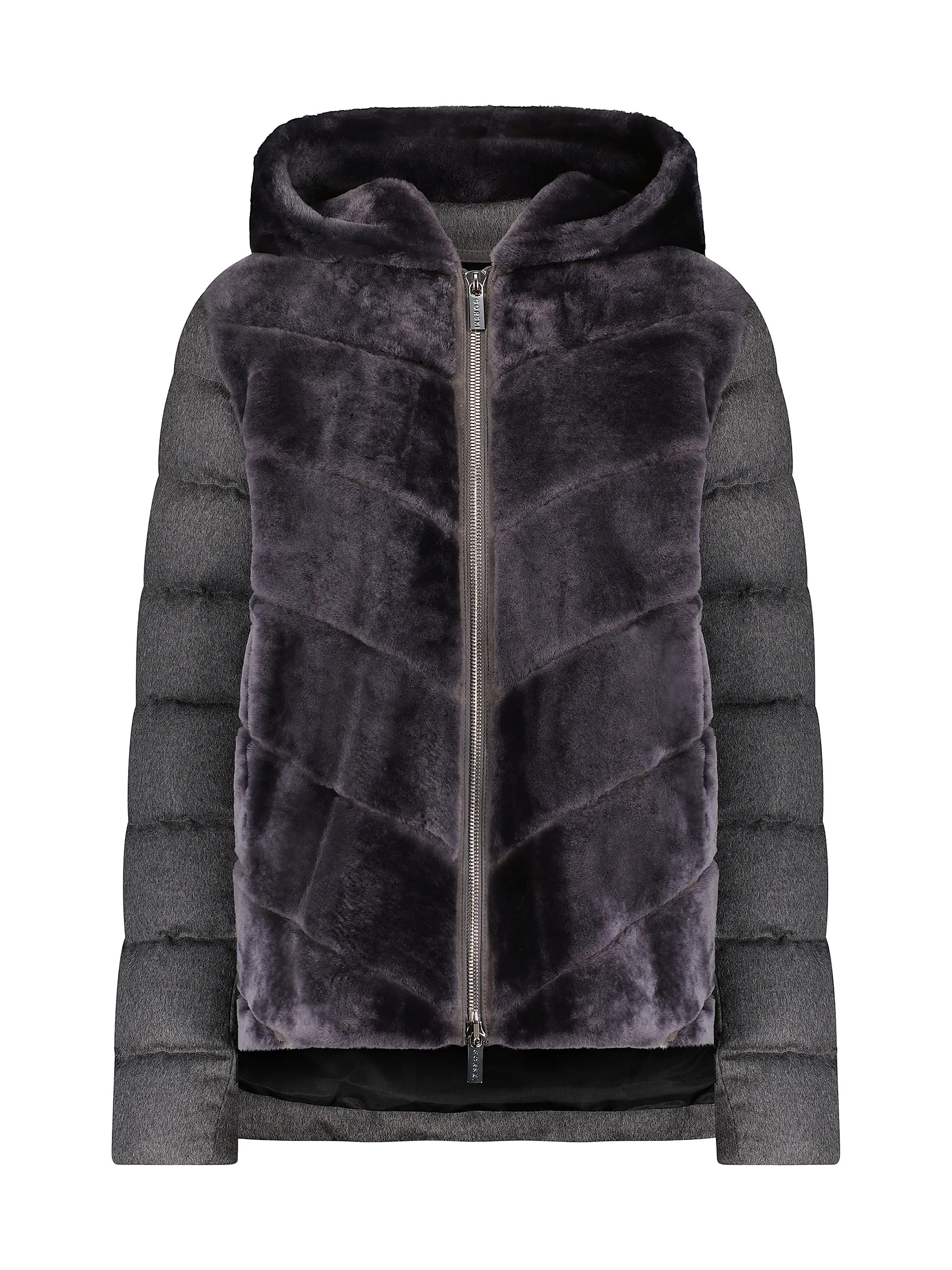 Shearling Lamb Chevron Parka With Cashmere and Wool Sleeves and Back | Saks Fifth Avenue