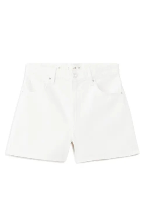 MANGO High Waist Straight Fit Denim Shorts in White at Nordstrom, Size 4 | Nordstrom