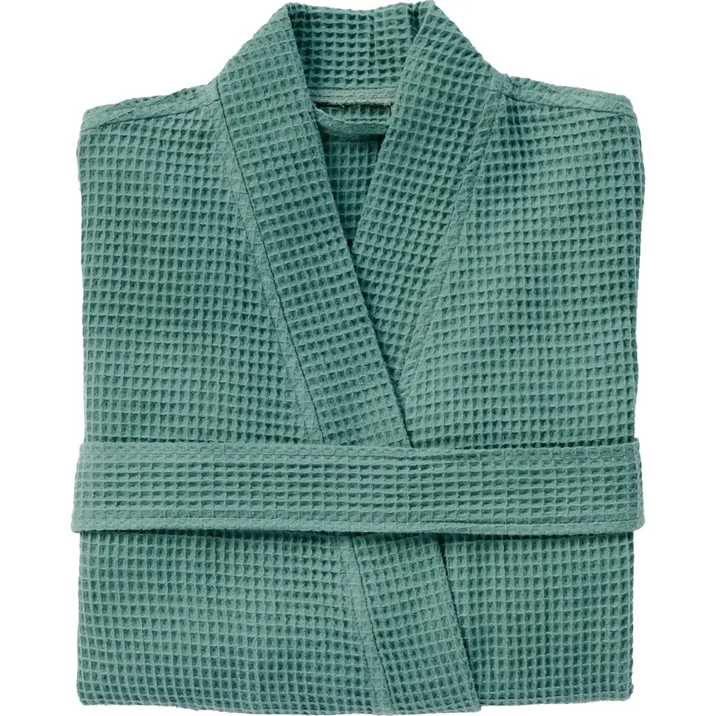 Coyuchi Gender Inclusive Waffle Weave Organic Cotton Robe in Spruce at Nordstrom, Size Large | Nordstrom