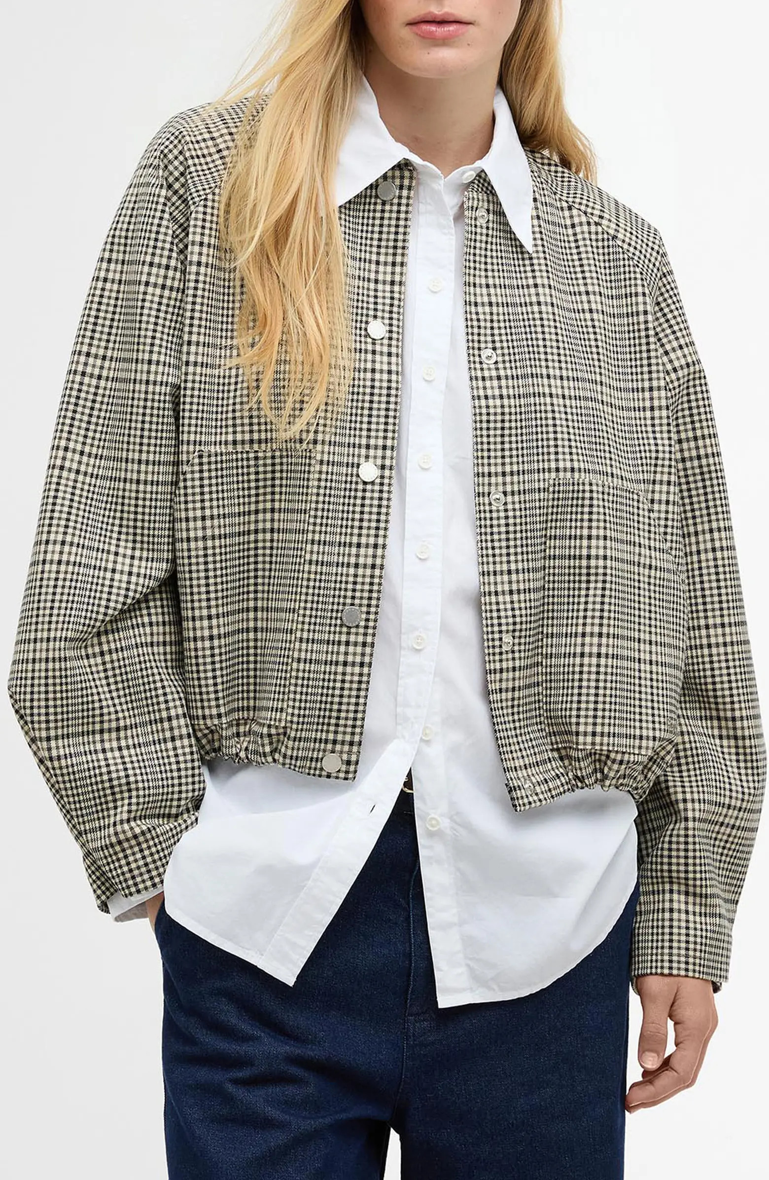 Leyburn Water Repellent Check Snap Bomber Jacket | Nordstrom