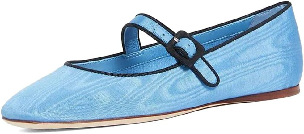 miss left Women's Comfort Buckle Strap Mary Janes Classic Closed Round Toe Ballet Flats Slip On C... | Amazon (US)