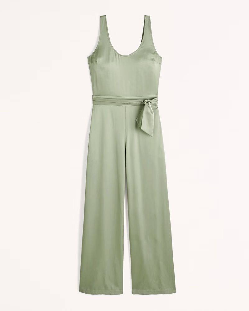 Belted Satin Jumpsuit | Abercrombie & Fitch (US)